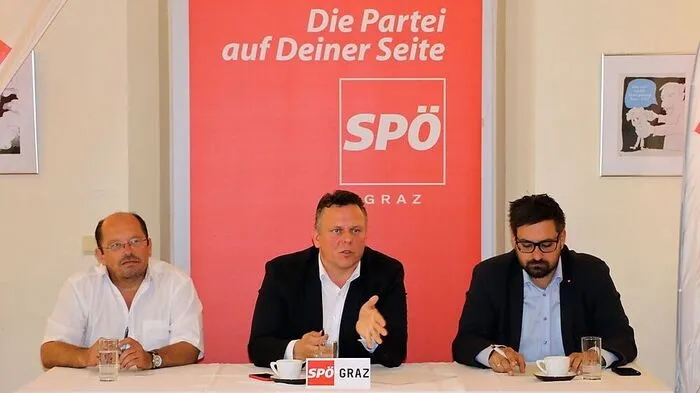 Das Grazer SPÖ-Führungstrio: Klubsekretär Peter Baumhackl, Parteichef Michael Ehmann und Geschäftsführer Patrick Trabi