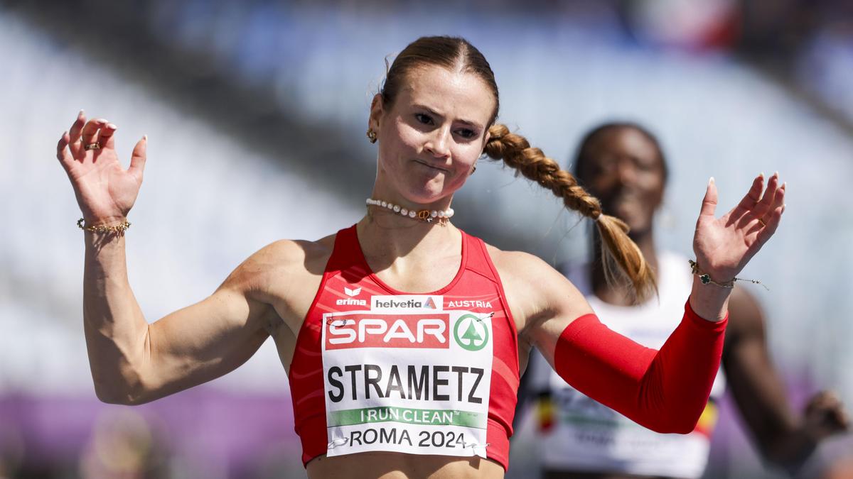 ROME,ITALY,07.JUN.24 - ATHLETICS - European Athletics Championships, 110m hurdles. Image shows the rejoicing of Karin Strametz (AUT).
Photo: GEPA pictures/ Patrick Steiner