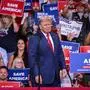 Former US President Donald Trump during a campaign rally in support of Doug Mastriano for Governor and Mehmet Oz for US Senate at Mohegan Sun Arena in Wilkes-Barre, Pennsylvania on September 3, 2022. (Photo by Ed JONES / AFP)