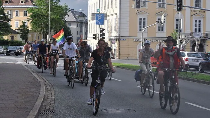 Radeln für den Klimaschutz quer durch die Klagenfurter Innenstadt