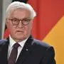 German President Frank-Walter Steinmeier attends a press conference after visiting the Salzburg Festival in Salzburg, Austria, Saturday, Aug. 22, 2020. (AP Photo/Kerstin Joensson)
