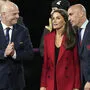 Gianni Infantino, Königin Letizia und Luis Rubiales bei der Siegerehrung