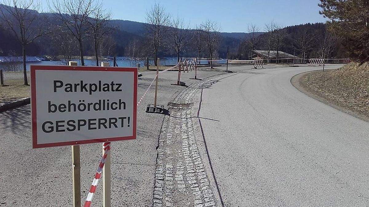 Der Parkplatz am Stausee Soboth ist seit Donnerstag gesperrt