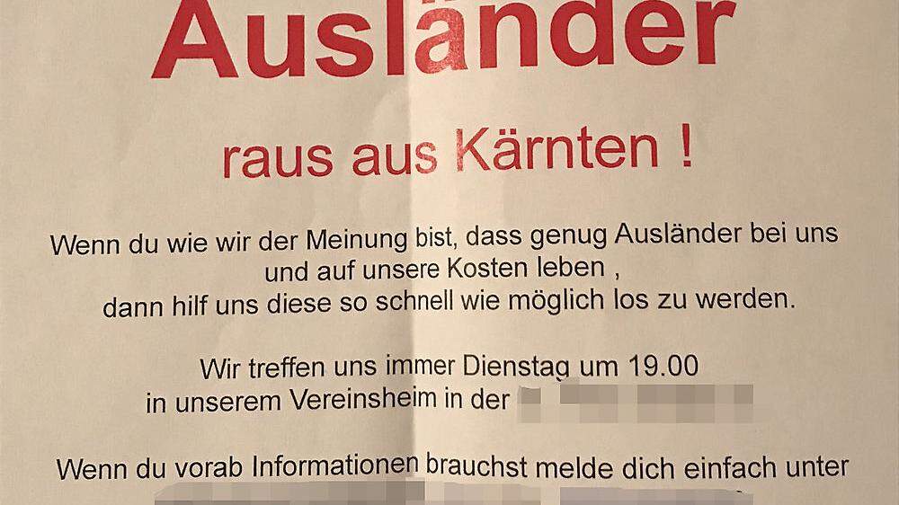 Dieses Flugblatt macht laut Twitter-Usern in Klagenfurt die Runde 