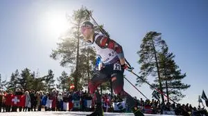 OSLO,NORWAY,21.MAR.25 - BIATHLON - IBU World Cup, 10km sprint, men. Image shows David Komatz (AUT).
Photo: GEPA pictures/ Mathias Bergeld - ATTENTION - COPYRIGHT FOR AUSTRIAN CLIENTS ONLY