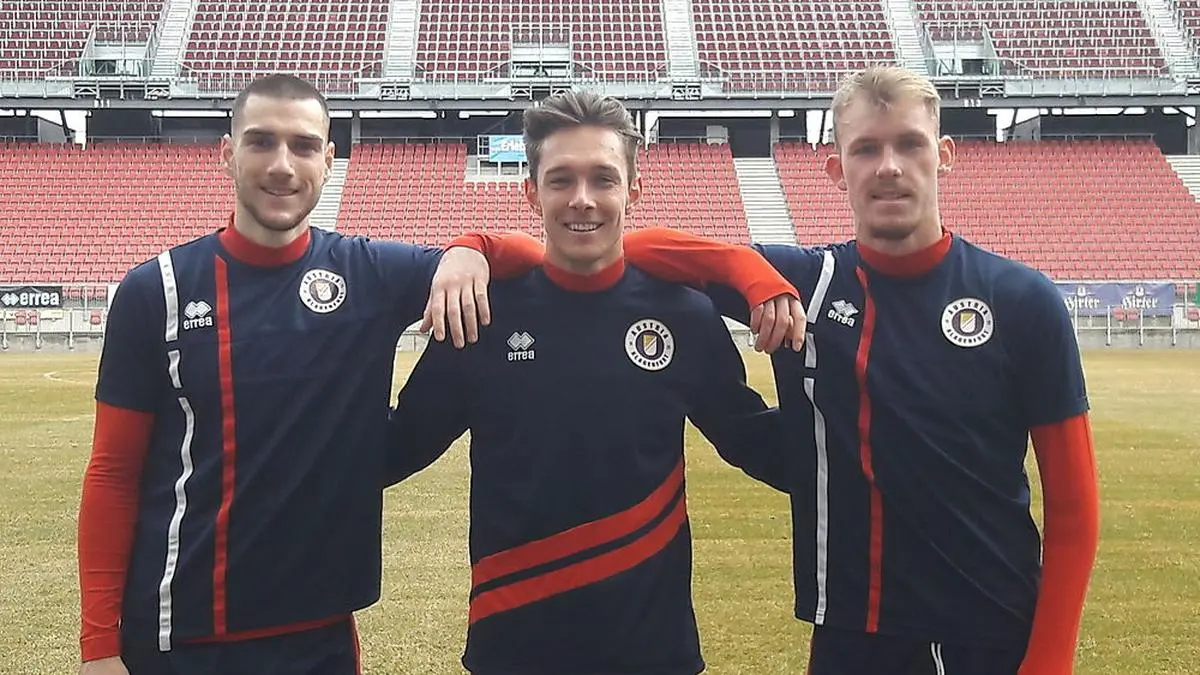 Die Austria-Stürmer sind heiß: Petar Zubak, Oliver Markoutz und Benjamin Hadzic (v. l.) 