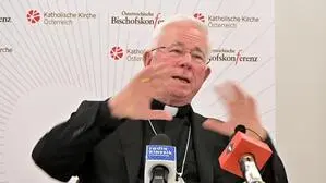 Franz Lackner, der Vorsitzende der Österreichischen Bischofskonferenz bei der Pressekonferenz zur Frühjahrsvollversammlung der Bischöfe am 13. März 2026 in Wien