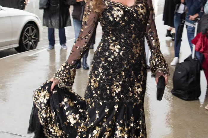 Glänzend in Schwarz und Gold: die deutsche Moderatorin Katja Burkhard ...