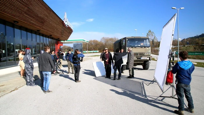 Die Raststätte „Autogrill“ nahe Glandorf stand am Freitag den ganzen Tag über im Mittelpunkt von Film-Dreharbeiten. 