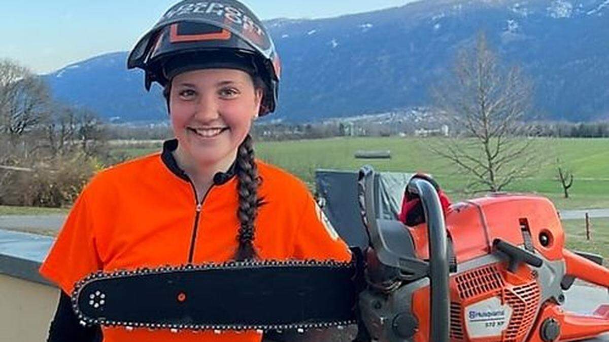 Carina Modl aus Feld am See hat allen Grund zu strahlen. Mit ihrer Motorsäge holte sie Gold