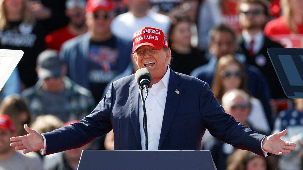  Der ehemalige US-Präsident und republikanische Präsidentschaftskandidat Donald Trump bei einer Rede in Ohio.