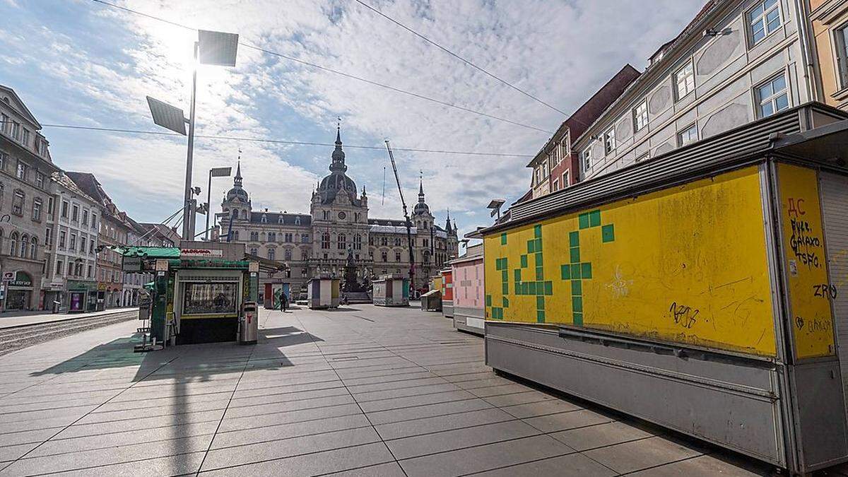 Niemand zu sehen - auch in Graz waren die Straßen und Plätze im Frühjahr 2020 wie leergefegt