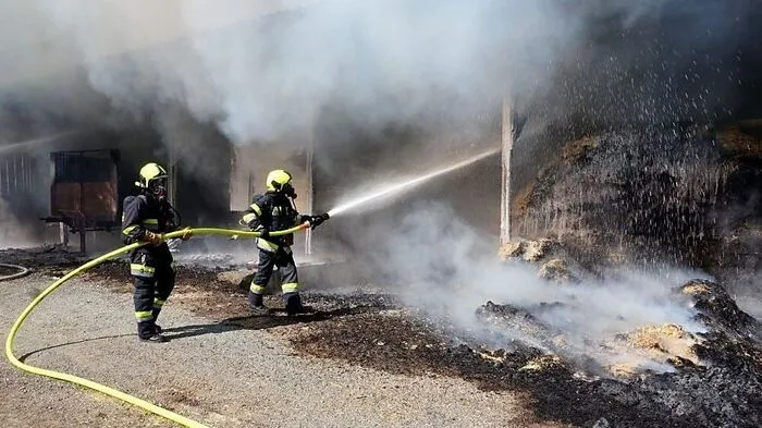 Lagerhallenbrand in Albern am 10. September 2019, vier Feuerwehren rückten aus