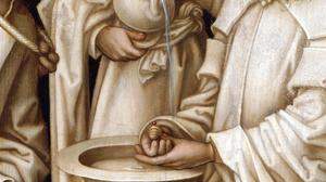 Hände in Unschuld. Ausschnitt aus der „Grauen Passion“ von Hans Holbein dem Älteren (1465 - 1524)
