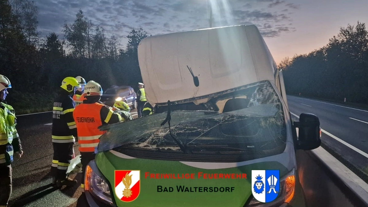 Der Kleintransporter wurde bei dem Unfall beschädigt