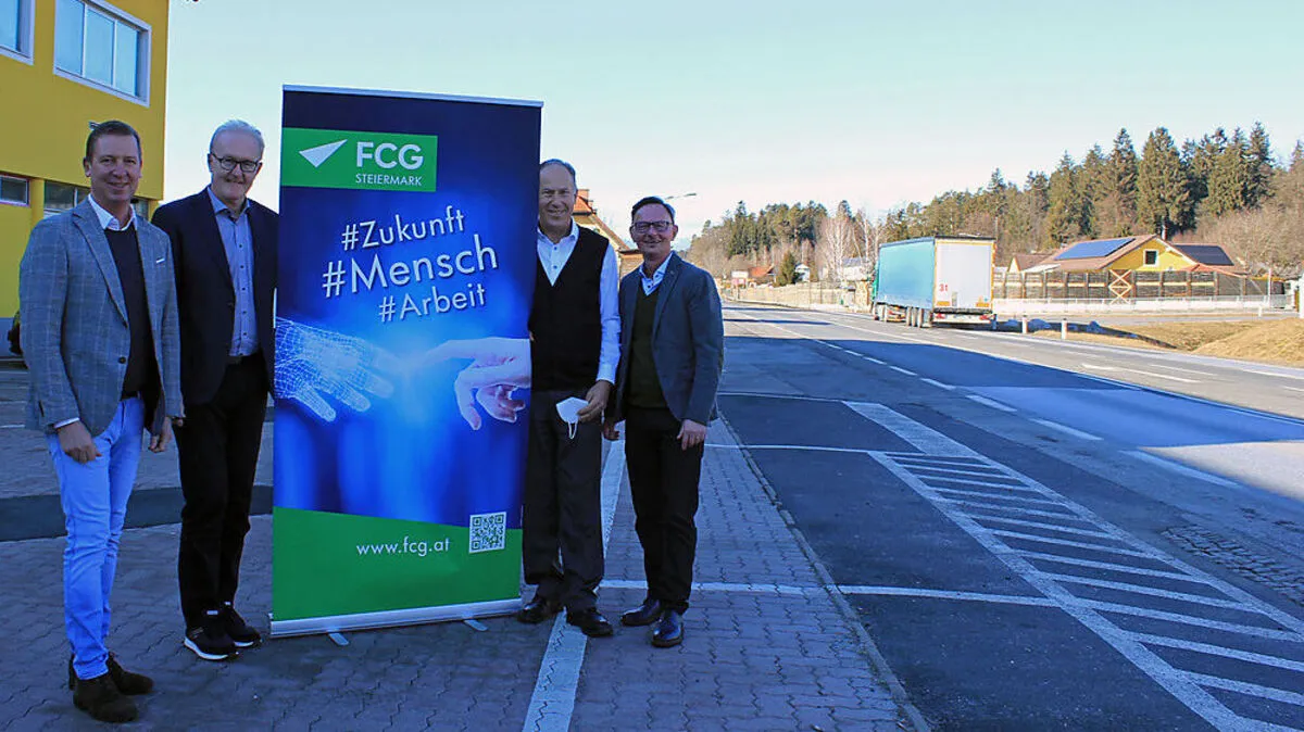 Landesgeschäftsführer Peter Amreich, Landesvorsitzender Franz Gosch, Regionsvorsitzender Peter Kirchengast und Landessekretär René Heinrich von der FCG (von links)
