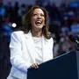 TOPSHOT - Democratic Presidential candidate US Vice President Kamala Harris speaks at a campaign rally at Enmarket Arena during a two-day campaign bus tour in Savannah, Georgia, on August 29, 2024. (Photo by SAUL LOEB / AFP)