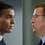 Spaniens Ministerpräsident Pedro Sánchez (links) und sein Widersacher Núñez Feijóo (rechts)