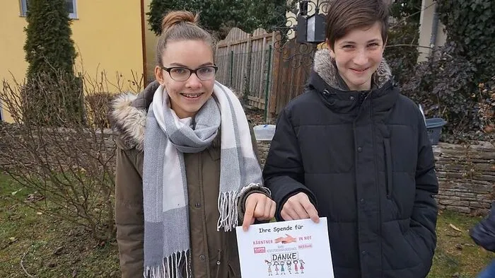 Selina Thamerl und Sebastian Tragbauer waren beim Spendensammeln dabei