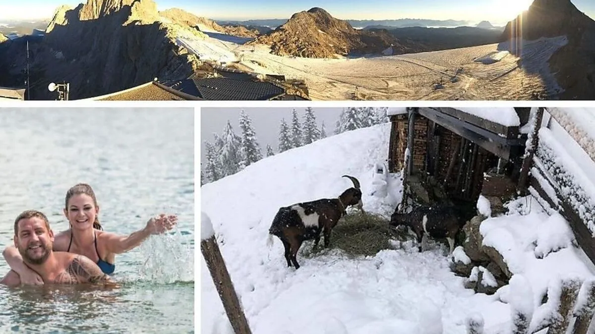 Oben: 9. 9. 2020 am Dachstein Rechts: 9. 9. 2019 in Schladming