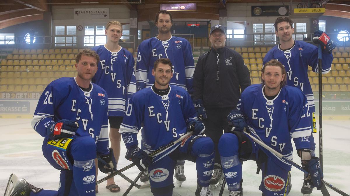 Die Neuen: Guus van Nes, Thomas Vallant, Nikita Scherbak (vorne von links), Chase Pearson, Patrick Holway, Tray Tuomie und Max Cotta (hinten von links). 