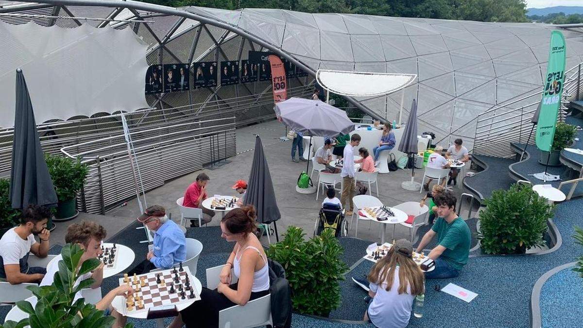 Schon 2021 fand das Schach-Event auf der Murinsel statt