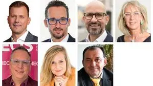 Die sieben Spitzenkandidaten in Leibnitz (von links oben nach rechts unten): Daniel Kos (FPÖ), Jochen Pießnegger (ÖVP), Michael Schumacher (SPÖ), Anita Winkler (Grüne), Berndt Hamböck (Neos), Manuela Kittler (Bürgerforum), Josef Frießer (Herz)