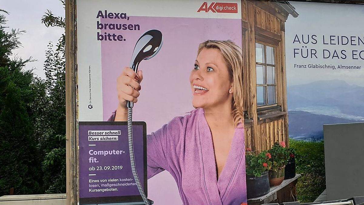 Eines der beanstandeten Plakate: Kropiunig bewirbt satirisch den „AK Digicheck“