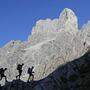 Bergsteiger beim Aufstieg zum Steiglpass
