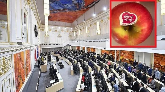 Im Parlaments-Catering wurden neuseeländische Pink-Lady-Äpfel serviert