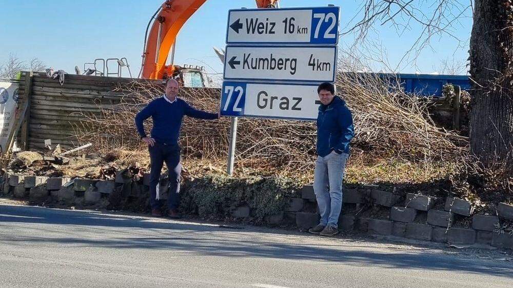 Anrainer, wie Simon Klasnic und Gerhard Weiß, fürchten Staus an der B72 am Fasslberg