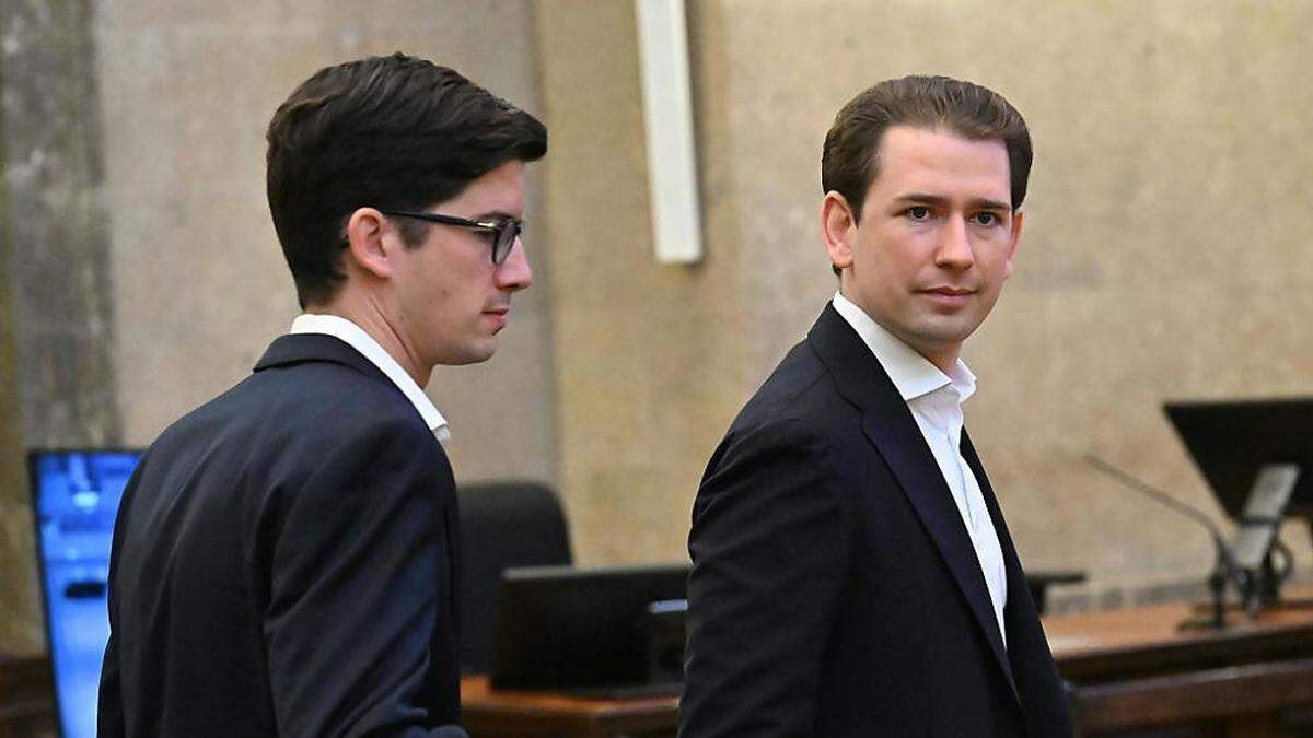 Der Ex-Kabinettschef im Bundeskanzleramt, Bernhard Bonelli, und der frühere Bundeskanzler Sebastian Kurz (ÖVP) vor Gericht