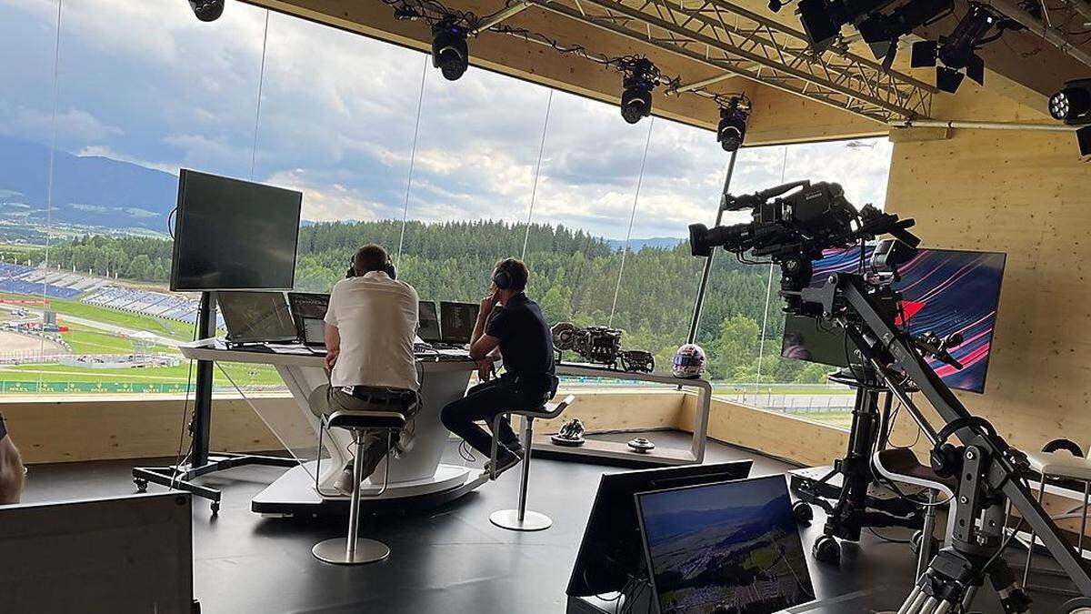 Blick ins eigens erbaute TV-Studio am Schönberg