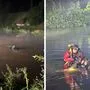 Die Feuerwehr rückte mit den Tauchern aus, um das Fahrzeug zu sichern