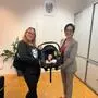 Schülerin Larissa Werner mit ihrer Tochter Aisa-Sophie und HTL-Direktorin Silke Bergmoser