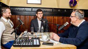 Wolfgang Huber, Martin Gruber und Thomas Plauder beim Podcast im Bierhaus zum Augustin
