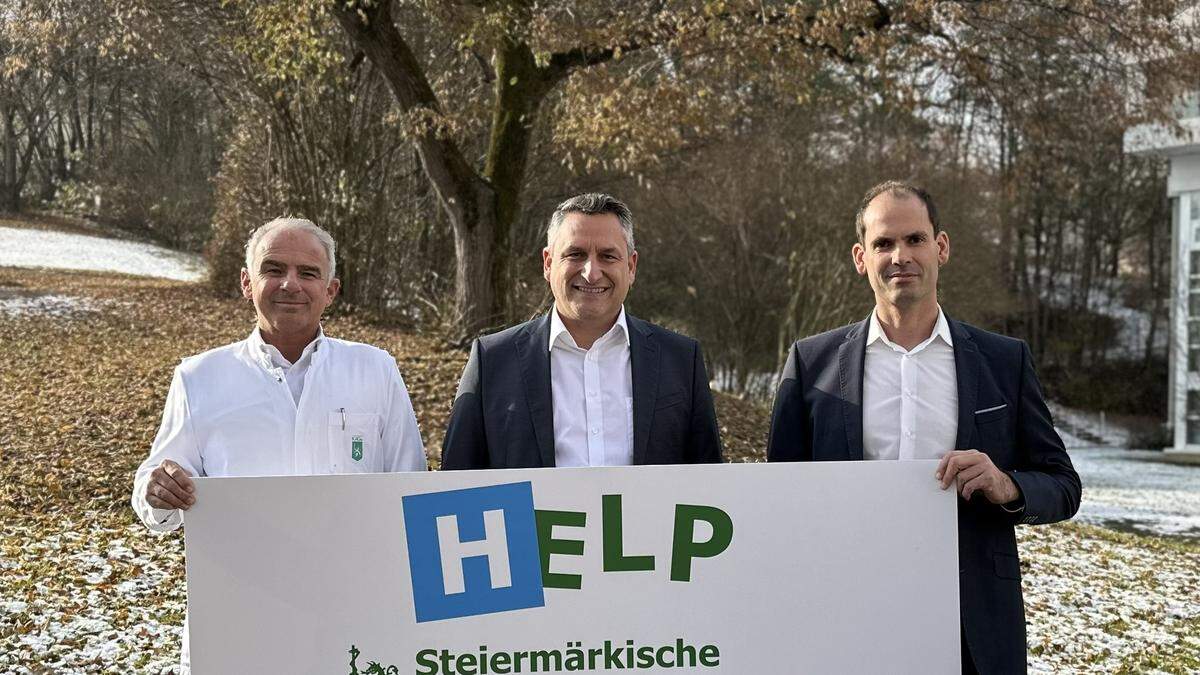 Ärztlicher Direktor Peter Krippl, Pflegedirektor Markus Kaufmann und Betriebsdirektor Peter Braun (v. l. n. r.)