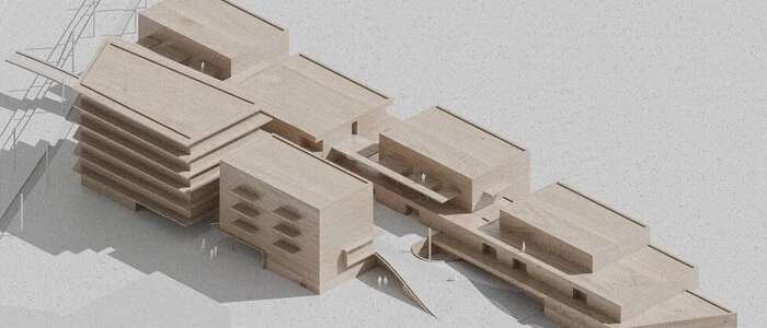 Do könnte das „Haus im Leben“ aussehen. Die Gebäudehöhe steigt von der Tristacher Straße ausgehend zur Drau an. Auch der angedachte Steg ist zu sehen