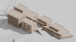 Do könnte das „Haus im Leben“ aussehen. Die Gebäudehöhe steigt von der Tristacher Straße ausgehend zur Drau an. Auch der angedachte Steg ist zu sehen
