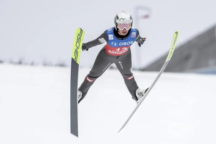 Austria's Lisa Hirner during the combined individual ski jumping competition on the women's large hill during the World Cup in Holmenkollen in Oslo, Norway, Sunday, March 16, 2025. (Amanda Pedersen Giske/NTB Scanpix via AP)