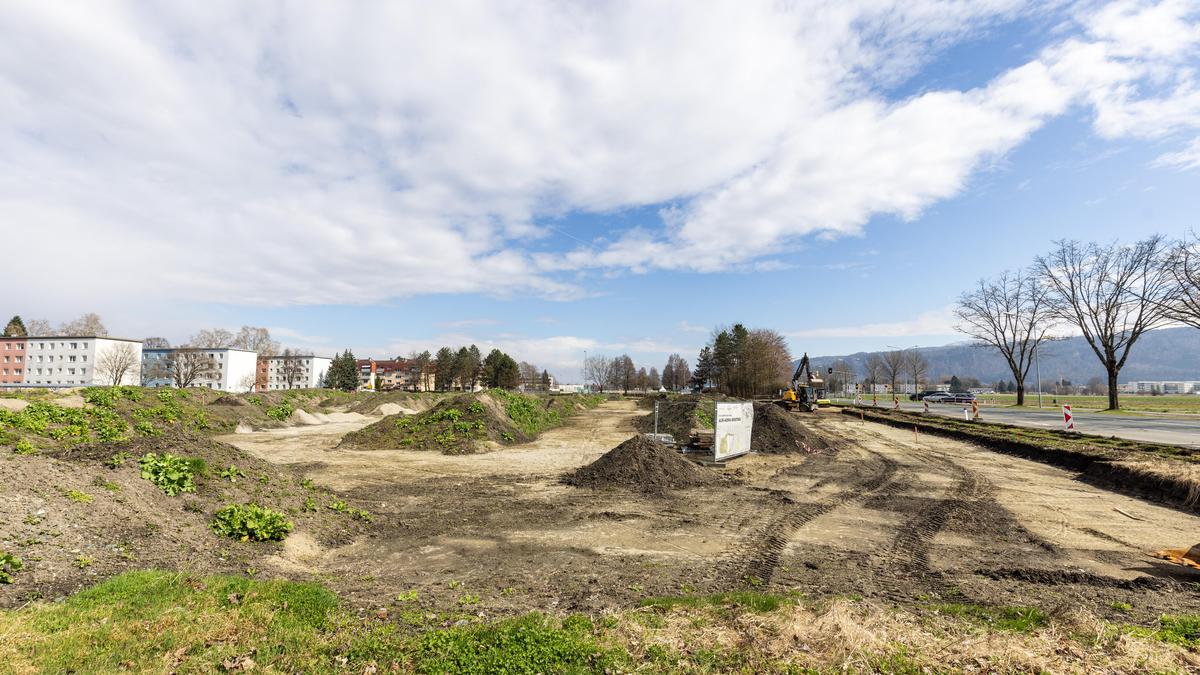 Die Baustelle für das neue Hallenbad am Klagenfurter Südring ist verwaist