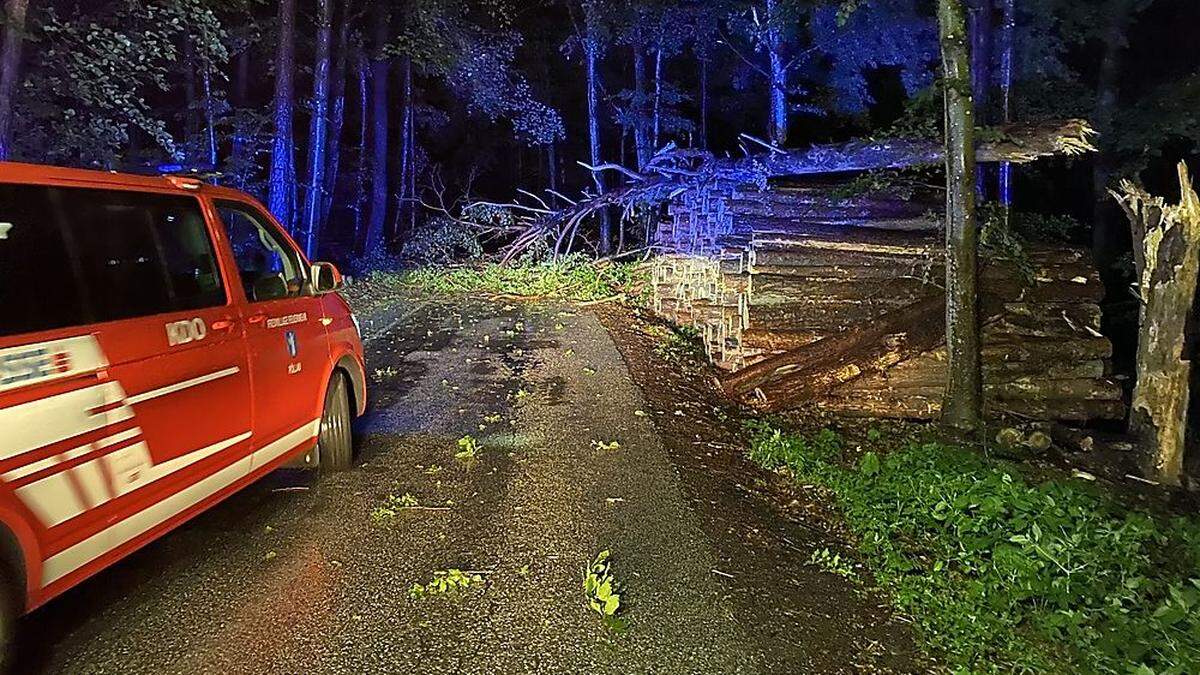 Die Freiwillige Feuerwehr Pöllau musste nach dem gestrigen Unwetter zweimal ausrücken