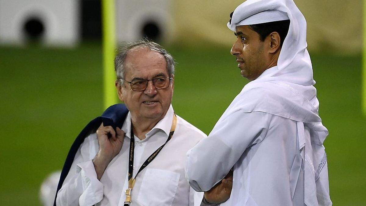 Noel Le Graet mit Paris-Saint-Germain-Präsident Nasser Al-Khelaifi