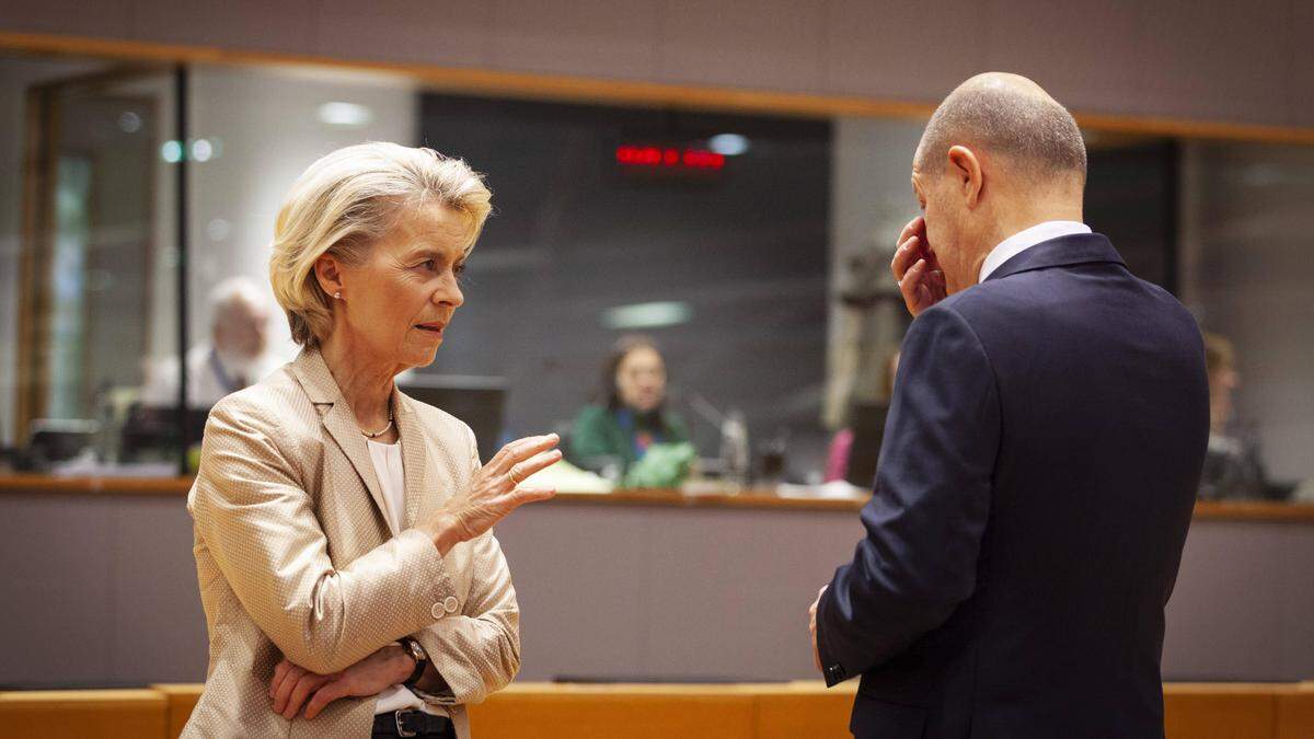 EU-Gipfel: Ursula von der Leyen, Olaf Scholz | EU-Gipfel: Ursula von der Leyen, Olaf Scholz