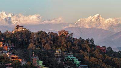 Blick auf das Himalayagebirge von Nagarkot aus