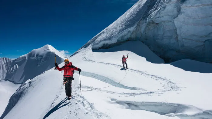 Die Kolbnitzer Bergretter auf dem Weg auf den Gipfel des Illimani.