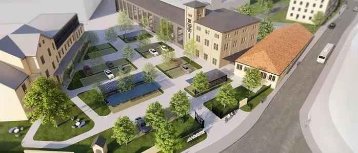 Rendering: So soll der neu gestaltete Eingangsbereich nach dem Umbau aussehen