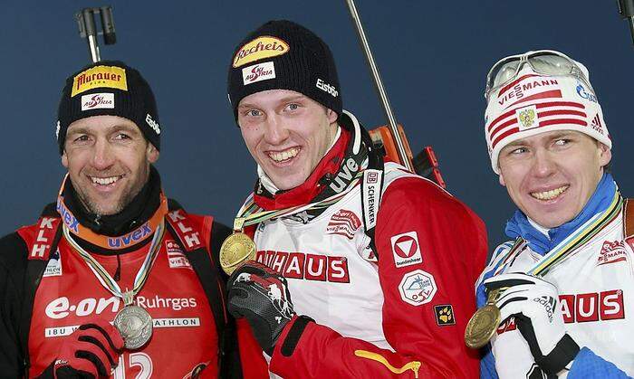 Landerdinger siegte 2009 vor Christoph Sumann (l) und dem Russen  Russian Tcherezov 