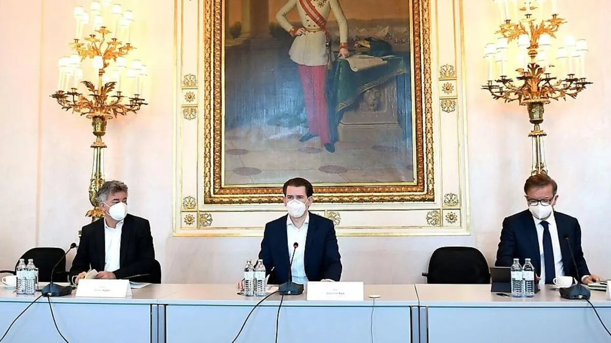 Der Corona-Gipfel im Kanzleramt: Kogler, Kurz, Anschober