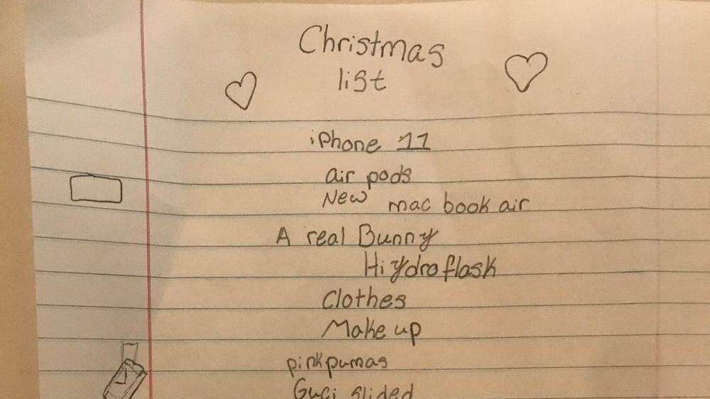 Der Wunschzettel an den Weihnachtsmann einer Zehnjährigen lässt einen US-Vater sprachlos zurück